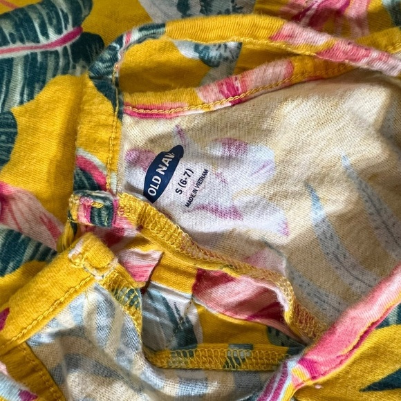 Old Navy Girls Romper Small 6-7 Tropical Colorful Halter Keyhole Floral Yellow - Picture 6 of 6